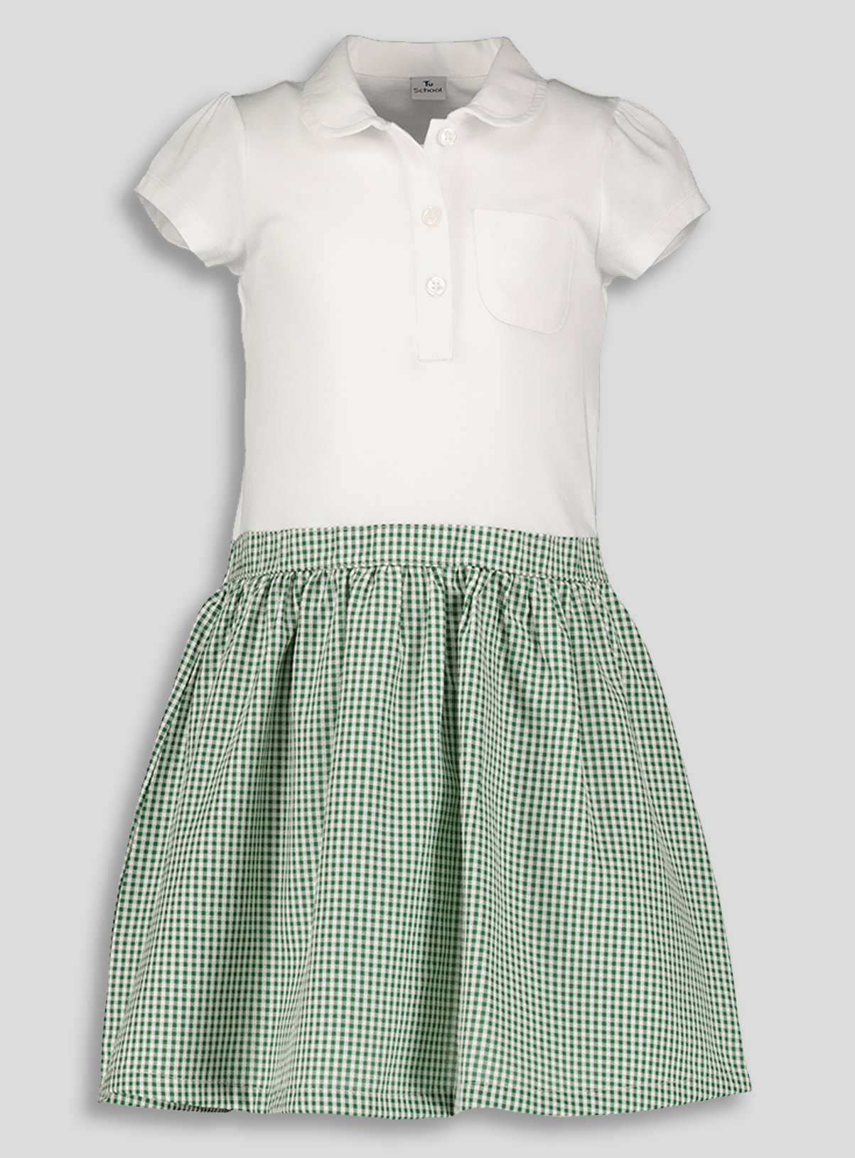 girls green gingham school dress